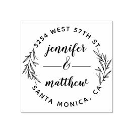 Individuell Verheiratetes Paar Elegante Rücksendea Gummistempel