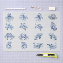 Individuell Vintage inspiriertes Blau Weiß Delft