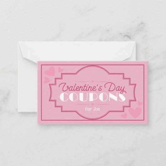 Individuell Vintage Valentinstag Coupons romantisc Mitteilungskarte (Vorderseite)