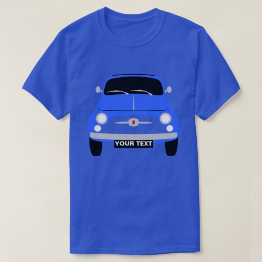 Individuell Vintager Klassiker Blue Fiat 500 T-Shirt (Design vorne)