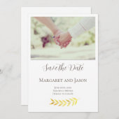 Individuell zarte goldene Blätter Save the Date Ka (Vorne/Hinten)