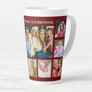 Individuelle 12-Foto-Collage Familienzitat Burgund Milchtasse