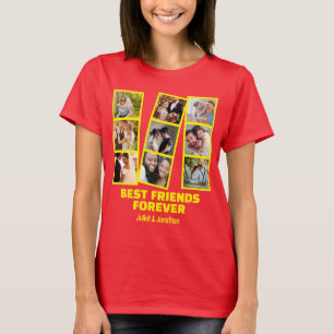 Individuelle 9-Foto-Collage & Name Beste Freundin T-Shirt