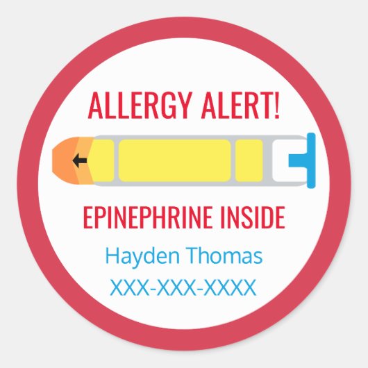 Individuelle Allergie-Warnhinweise Epinephrine Ins Runder Aufkleber (Vorderseite)