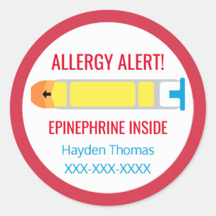 Individuelle Allergie-Warnhinweise Epinephrine Ins Runder Aufkleber
