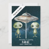Individuelle Altersgruppe Weltraum Alien Geburtsta Einladung (Vorderseite)