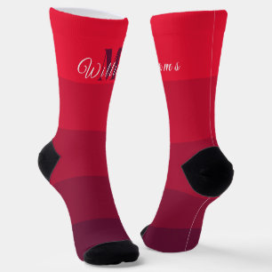 Individuelle Anfangsbuchstaben Monogramm Rose Rot Socken