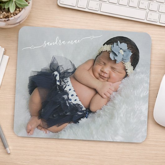 Individuelle Anpassung von Foto- und Babynamen Mousepad
