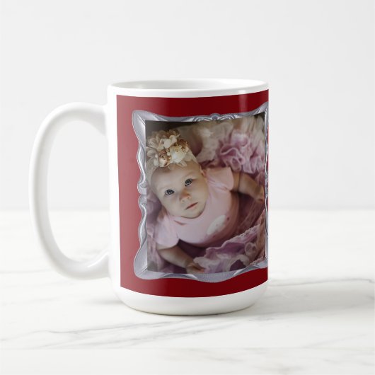 Individuelle Baby-Fotos und Name in Extravaganter  Kaffeetasse (Links)
