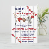 Individuelle Batter-up Baseball Baby-Dusche Einladung (Stehend Vorderseite)