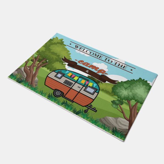 Individuelle Begrüßung in unserem Campingplatz Fußmatte (Schrägansicht)