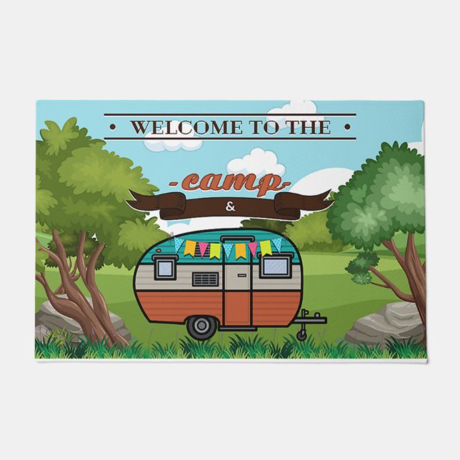 Individuelle Begrüßung in unserem Campingplatz Fußmatte (Vorderseite)