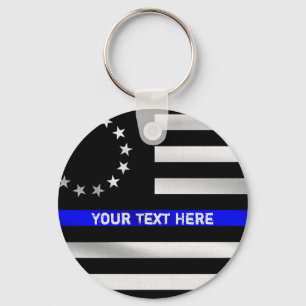Individuelle Betsy Ross USA Thin Blue Line Schlüsselanhänger