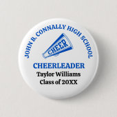 Individuelle blaue Cheerleaderin der High School Button (Vorderseite)