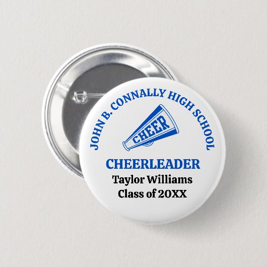 Individuelle blaue Cheerleaderin der High School Button (Vorne & Hinten)