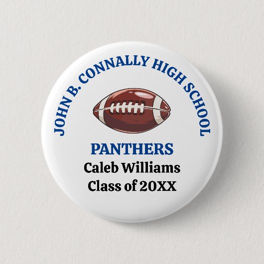 Individuelle Blaue High School Footballmannschaft Button (Vorderseite)