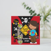 Individuelle Brünette Skateboarding-Einladung Gebu Einladung (Stehend Vorderseite)