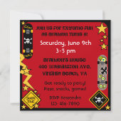 Individuelle Brünette Skateboarding-Einladung Gebu Einladung (Rückseite)