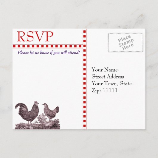 Individuelle Chicken GRILLEN UAWG Response Card Einladungspostkarte (Rückseite)