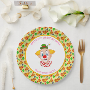 Individuelle Clown-Pizza-Geburtstagsfeier Mädchen Pappteller