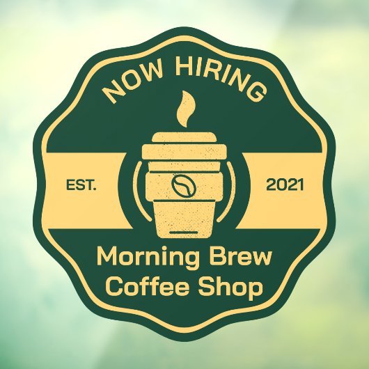 Individuelle Coffee Shop jetzt buchen Fensteraufkleber (Blatt 3)