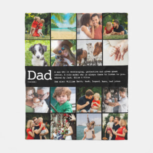 Individuelle Dad-Definition Foto-Collage Schwarz Fleecedecke