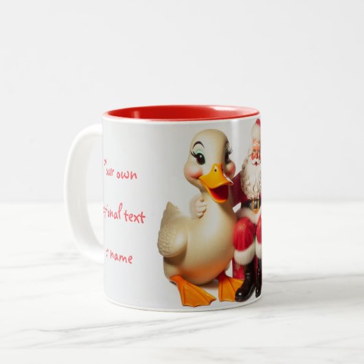 Individuelle Ducky Weihnachts-Tasse Zweifarbige Tasse (Vorderseite Links)