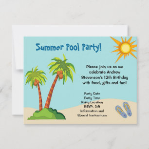 Individuelle Einladung, Sommerpool Party Thema ode Einladung