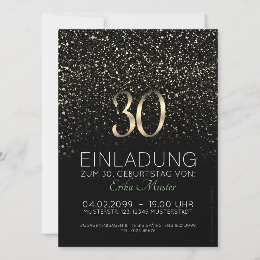 Individuelle Einladungskarten 30. Geburtstag (Vorderseite)