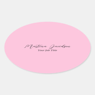 Individuelle einzigartige rosa kreative Handschrif Ovaler Aufkleber