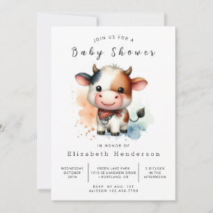 Individuelle Elegante einfache Kuh Baby Dusche Einladung