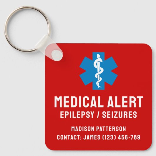 Individuelle Epilepsie-Notfall-Essentials Schlüsselanhänger (Vorderseite)