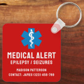 Individuelle Epilepsie-Notfall-Essentials Schlüsselanhänger (Rückseite)