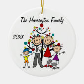 Individuelle Familieneltern, Mädchen, Junge, Katze Keramikornament (Vorne)