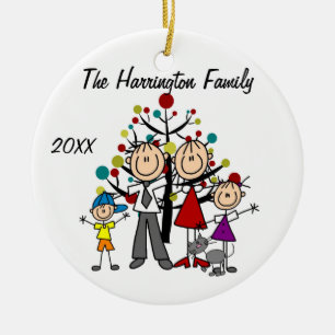 Individuelle Familieneltern, Mädchen, Junge, Katze Keramikornament