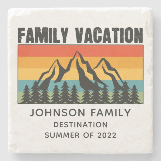 Individuelle Familienferien Berge Wandern Camping Steinuntersetzer (Vorderseite)