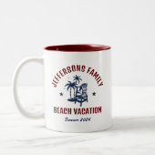 Individuelle Familienferien Retro Beach Urlaub Rei Zweifarbige Tasse (Links)