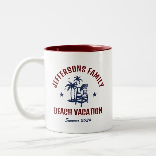 Individuelle Familienferien Retro Beach Urlaub Rei Zweifarbige Tasse (Links)