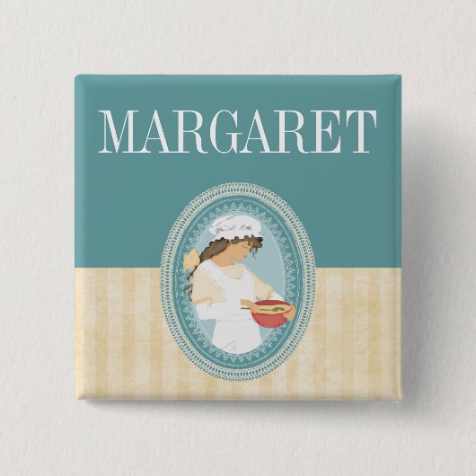 individuelle Farbgestaltung vintage-Bäckerei-Mädch Button (Vorderseite)