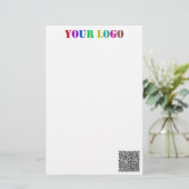 Individuelle Firmenlogo- und QR-Code-Papierwaren Briefpapier (Stehend Vorderseite)