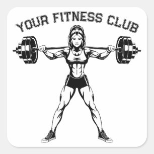 Individuelle Fitness Club Design mit weightlifter  Quadratischer Aufkleber