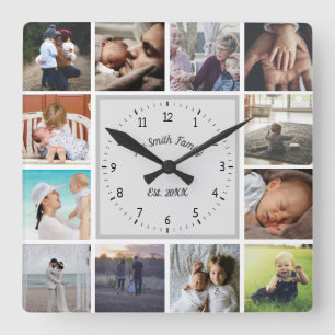 Individuelle Foto-Collage für Erinnerungen der Fa Quadratische Wanduhr