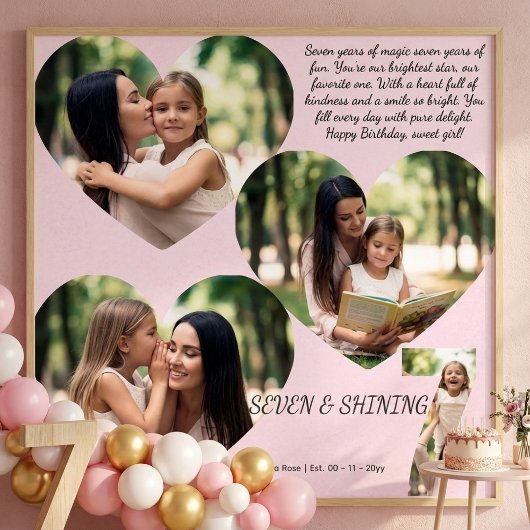 Individuelle Foto-Collage zum 7. Geburtstag Poster