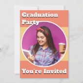Individuelle Foto Moderne Peach Graduation Party Einladung (Vorderseite)
