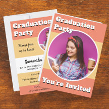 Individuelle Foto Moderne Peach Graduation Party