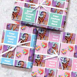 Individuelle Fotocollage Moderne Retro 3er Set Geschenkpapier Set