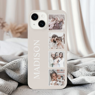 Individuelle Fotocollage Personalisiert Beige iPhone 16 Hülle