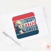 Individuelle Freiheit nicht kollektive Gier Quadratischer Aufkleber (Umschlag)