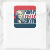 Individuelle Freiheit nicht kollektive Gier Quadratischer Aufkleber (Tasche)