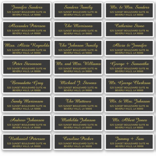 Individuelle Gäste aus schwarzem Gold wählen elega Aufkleber (Vorderseite)